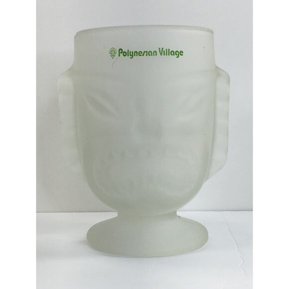 Vintage DISNEY Two Faced Polynesian Village 6" Tall Frosted Tiki Bar Mug/Cup - Picture 3 of 11